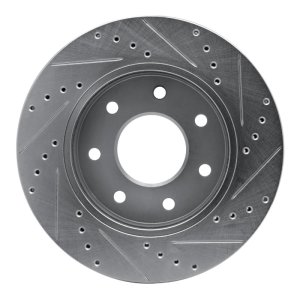 Ford F-150 Brake Rotor (1) - Front Left - R1 Concepts - Drilled & Slotted - Silver - `04-`08